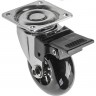 Колесо поворотное GTV KM-RD-50-CF-20, D-50мм, черное со стопором на площадке Brazylia, нагрузка 40кг (комплект 4 шт) KM-RD-50-CF-20-K