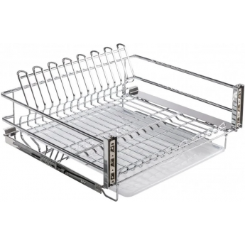 Сушилка выкатная для посуды в нижнюю базу GTV MOVIX PRO, 600 мм с креплением фасада, с поддоном, без направляющих, хром